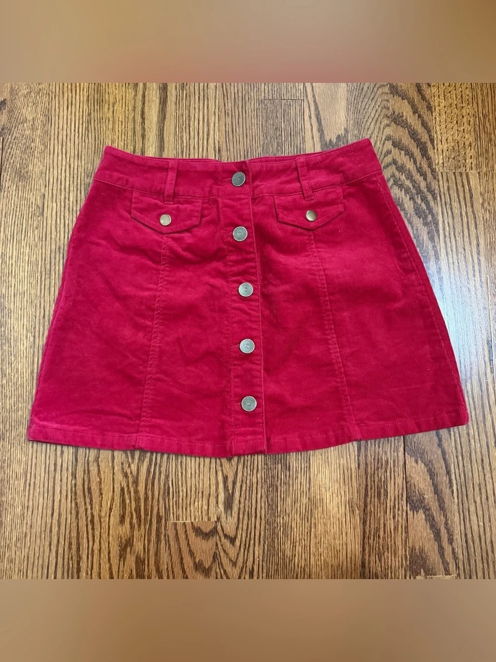 Forever 21 Red Corduroy Mini Skirt Size Small